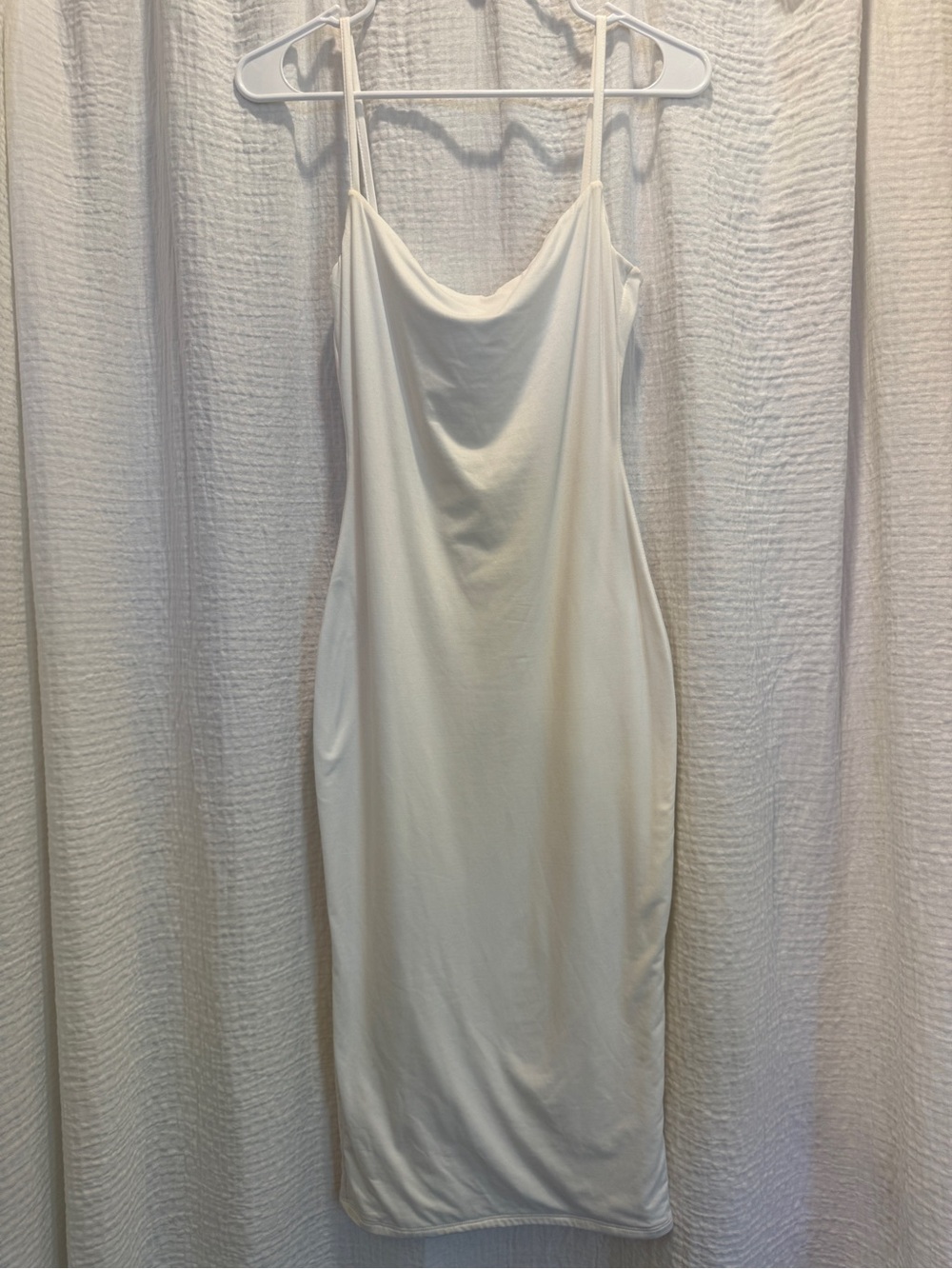 Naked Wardrobe NWT White Spaghetti Strap Cami Midi Bodycon Dress S